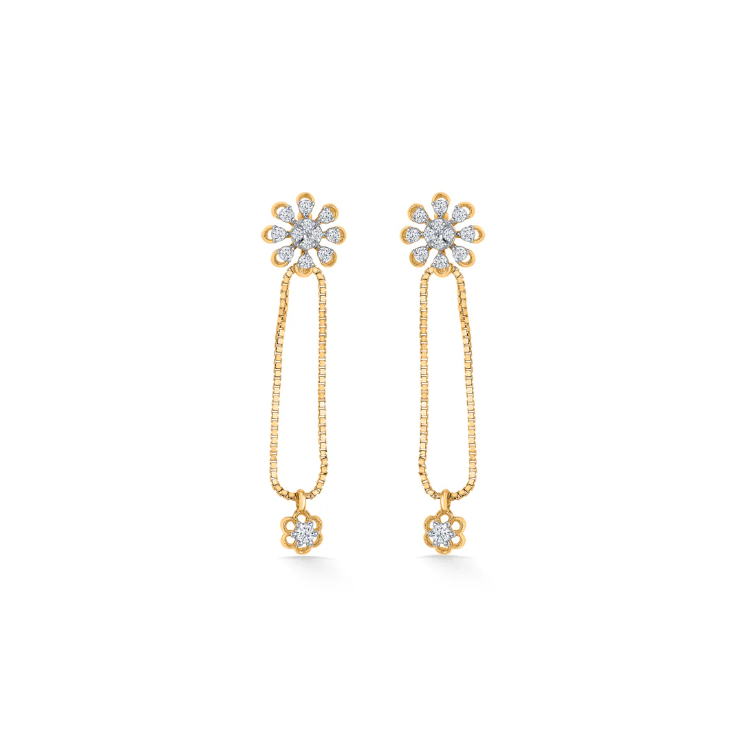Florette Fall Gold & Diamond Drops & Dangler Earring