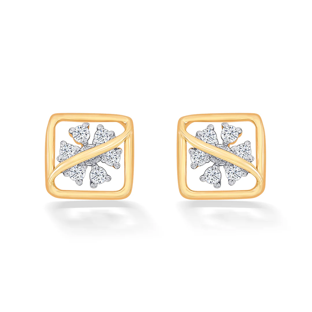 Florix Frame Gold & Diamond Stud Earring - Image 2