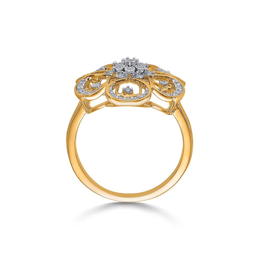 Foral Gold & Diamond Ring For Women - Image 4