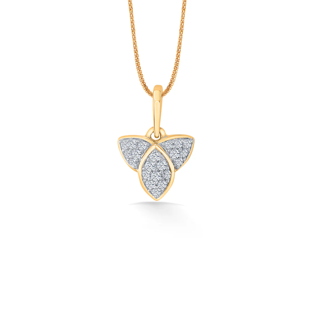 Frosted Fleur Gold & Diamond Classic Pendant - Image 2
