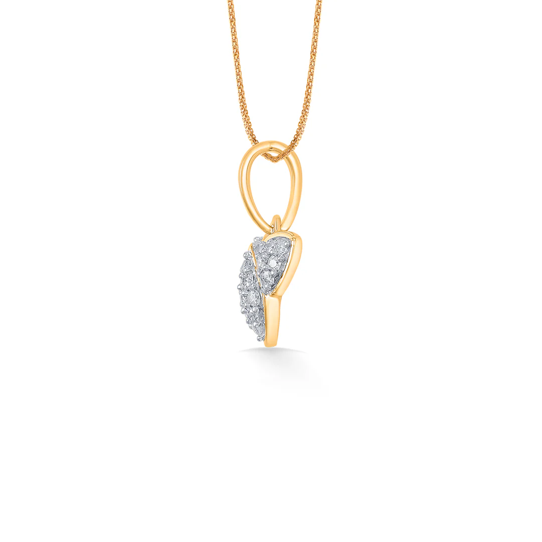 Frosted Fleur Gold & Diamond Classic Pendant - Image 3