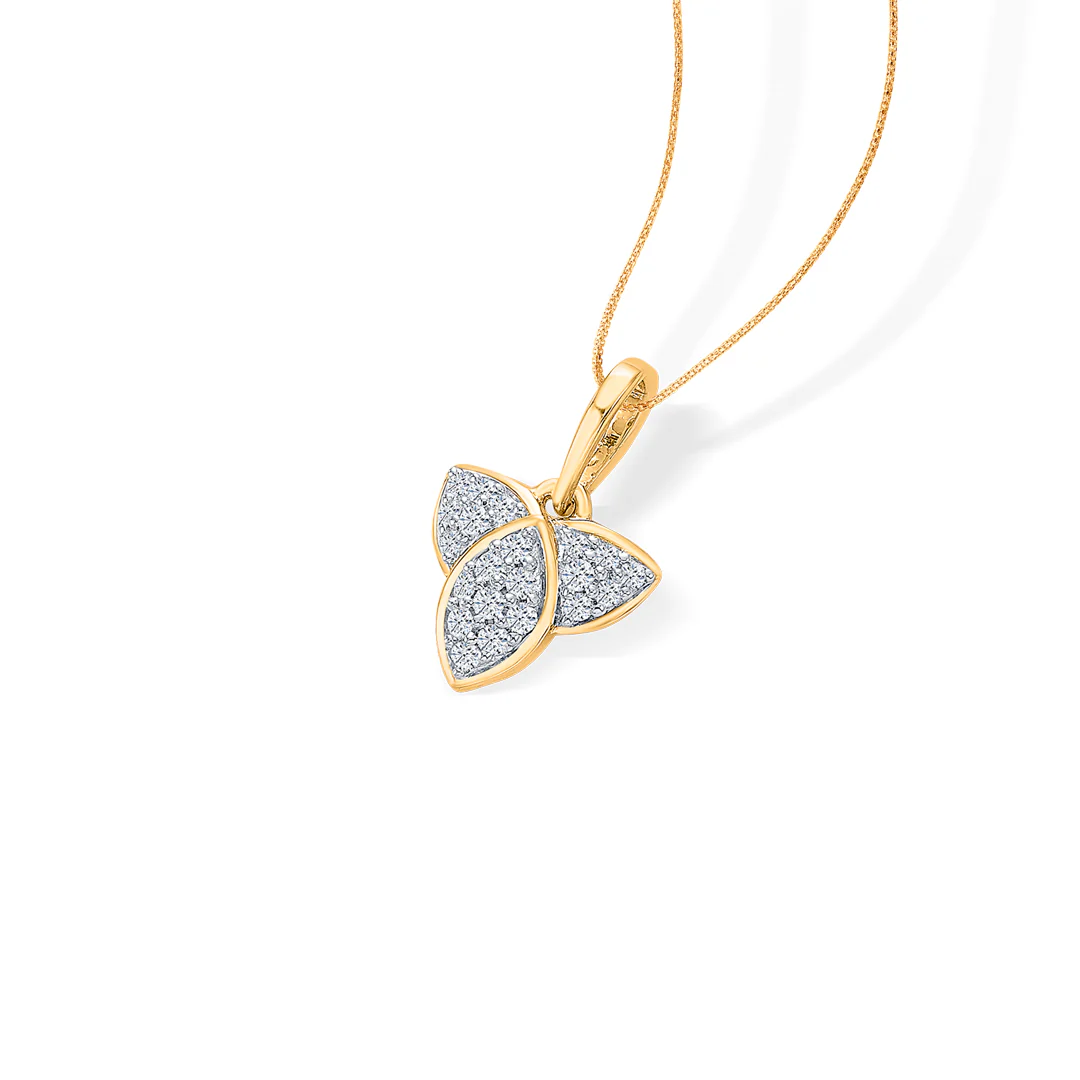 Frosted Fleur Gold & Diamond Classic Pendant - Image 4