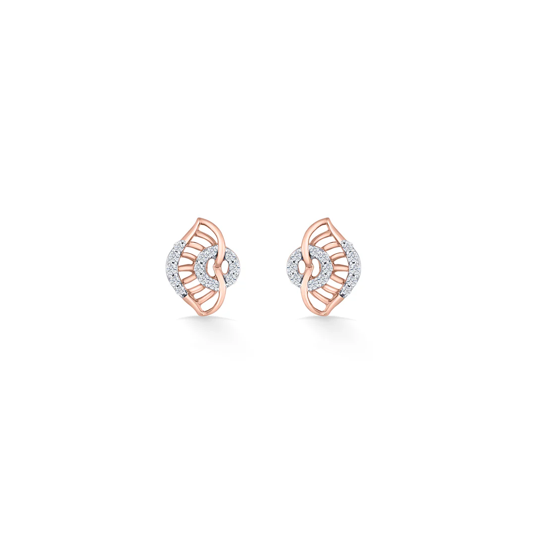 Gleaming Vortex Rose Gold Stud Diamond Earring For Women - Image 3