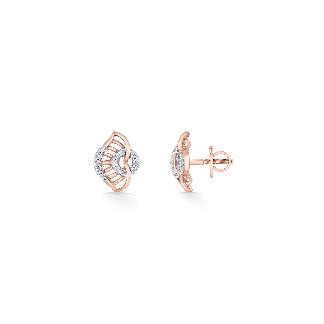 Gleaming Vortex Rose Gold Stud Diamond Earring For Women - Image 5