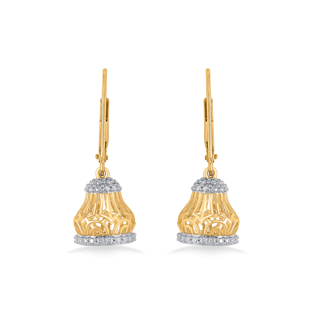Glimmer Bell Gold & Diamond Jhumka Earring - Image 2