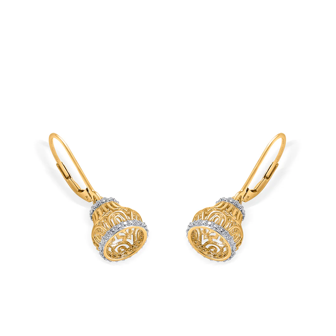 Glimmer Bell Gold & Diamond Jhumka Earring - Image 3