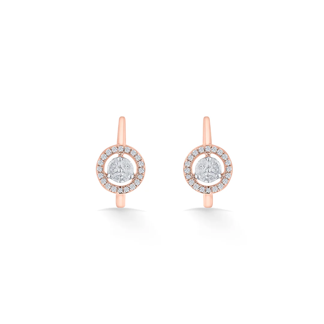 Glint Circle Rose Gold Hoops & Huggies Earring for Women - Image 3