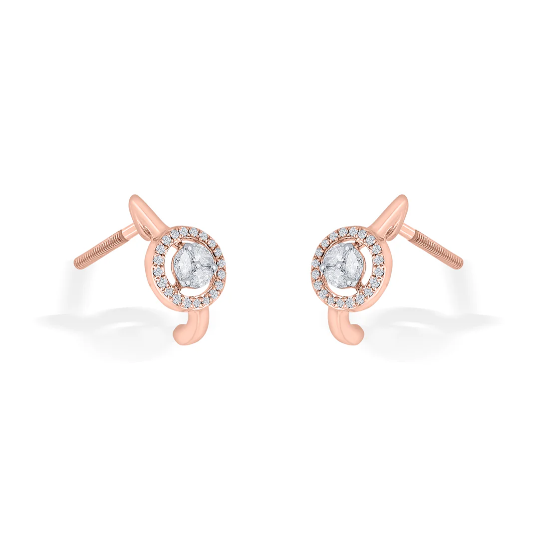 Glint Circle Rose Gold Hoops & Huggies Earring for Women - Image 4