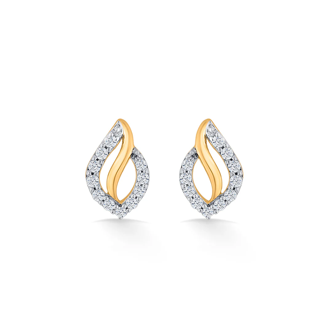 Glint Vine Yellow Gold Stud Diamond Earring For Women - Image 3