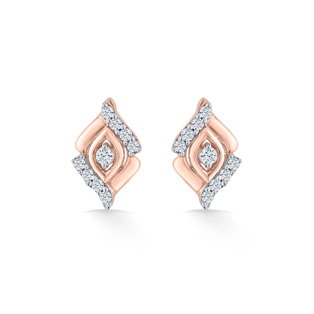 Glow Flare Rose Gold Stud Diamond Earring For Women - Image 3
