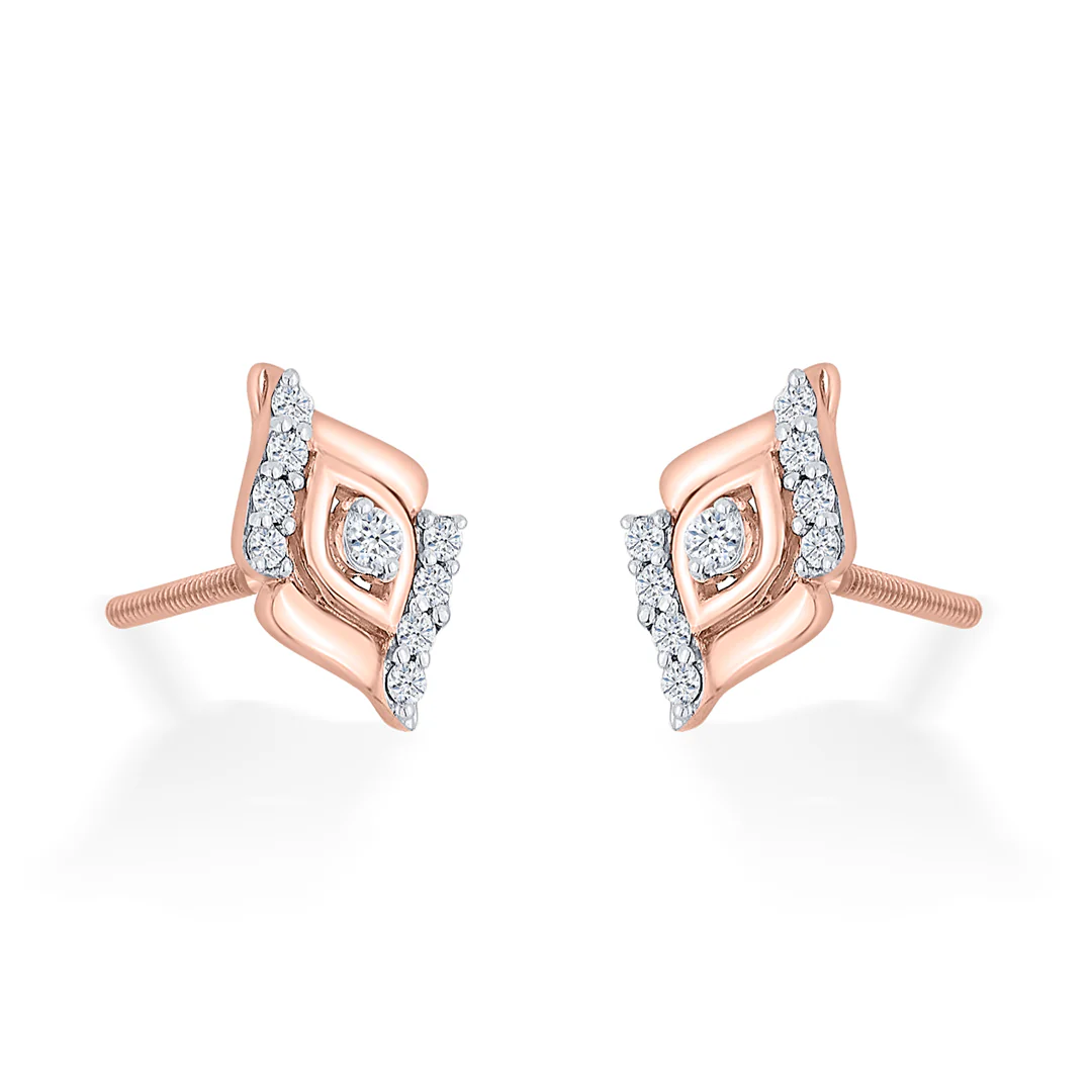 Glow Flare Rose Gold Stud Diamond Earring For Women - Image 4