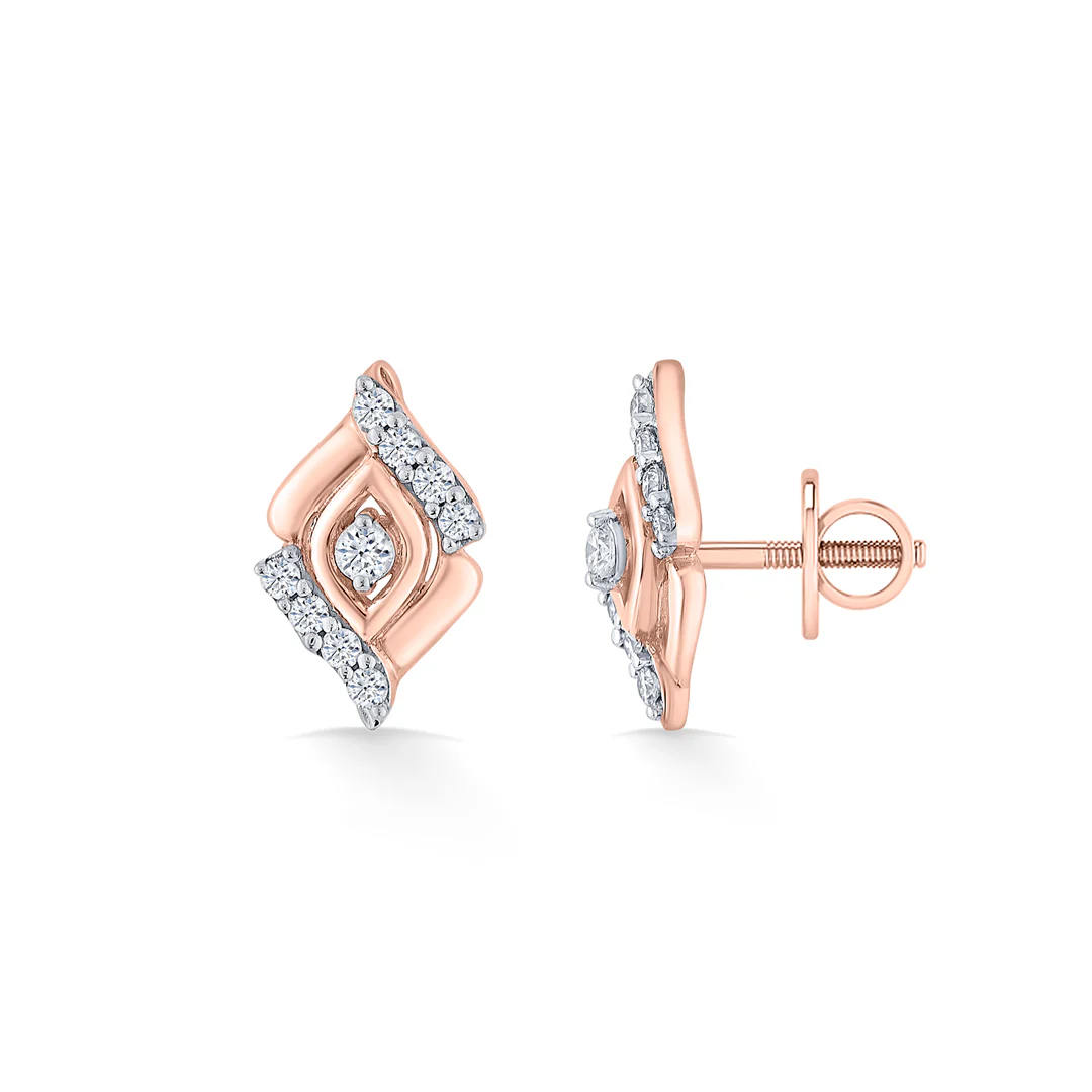 Glow Flare Rose Gold Stud Diamond Earring For Women - Image 5