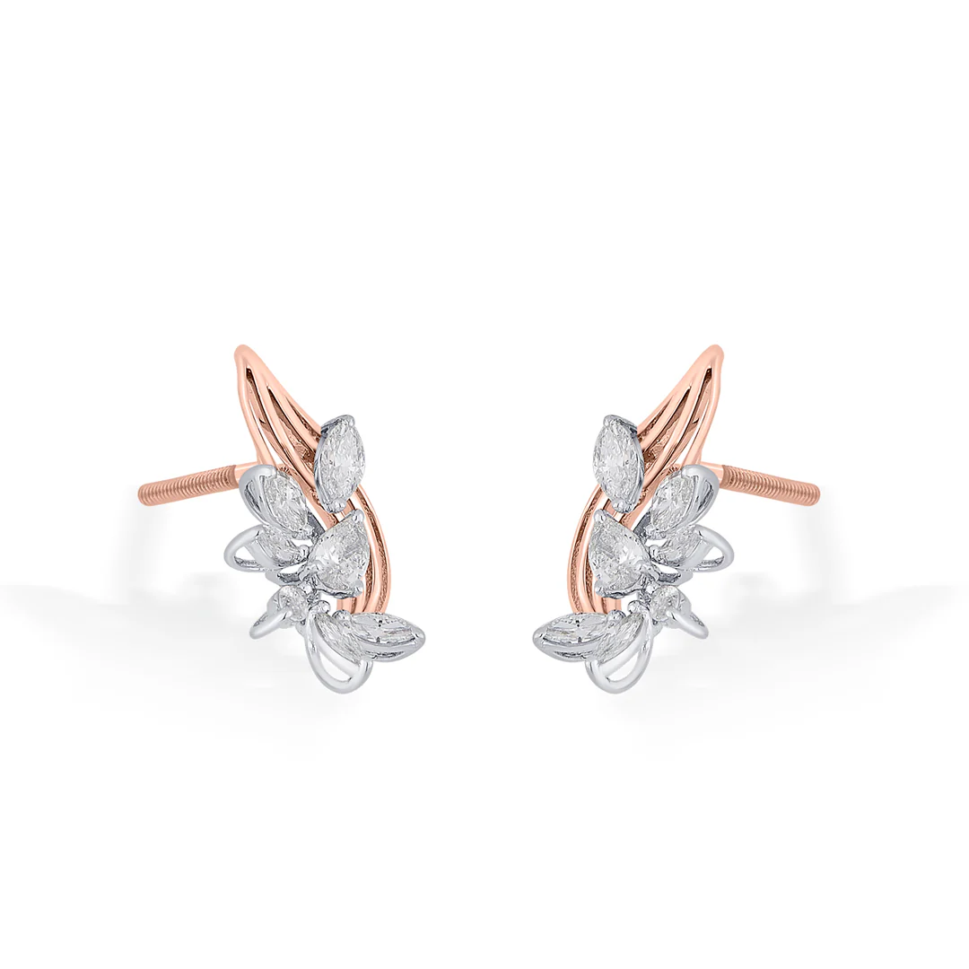 Golden Blossom Gold Stud Diamond Earring for Women - Image 4