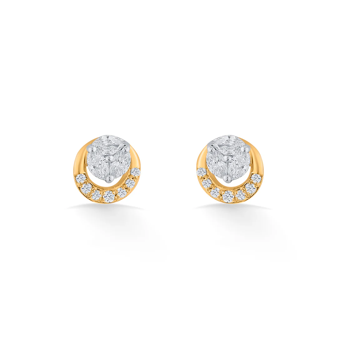 Golden Whirl Yellow Gold Stud Earring for Women - Image 3
