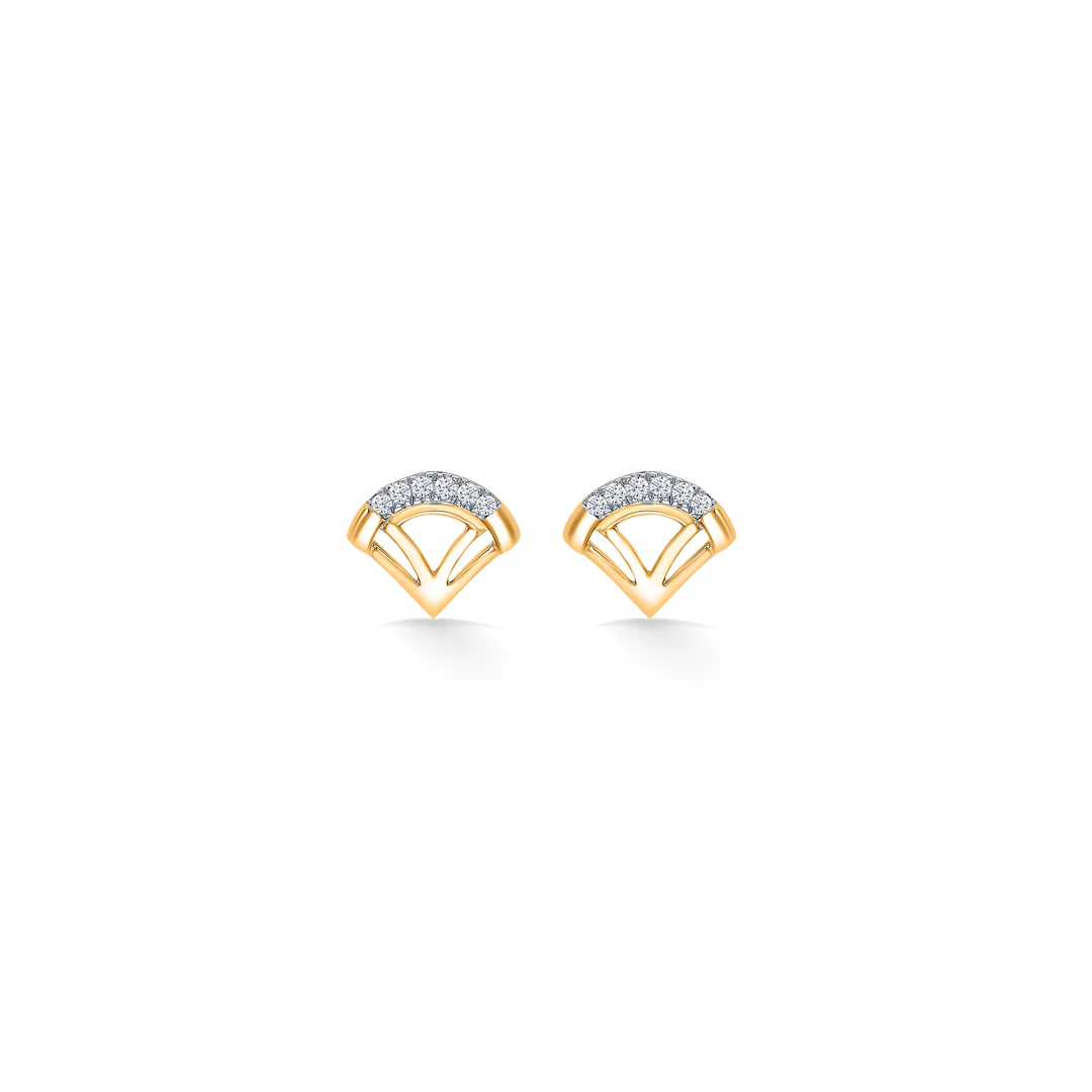 Halo Fanthom Glow Gold & Diamond Stud Earring - Image 2