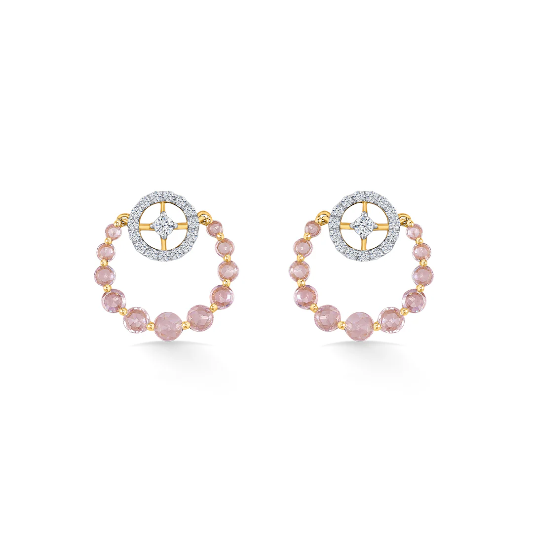 Halo Rosette Gold & Diamond Stud Earring - Image 2