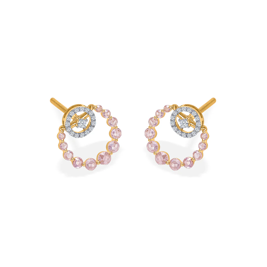 Halo Rosette Gold & Diamond Stud Earring - Image 3