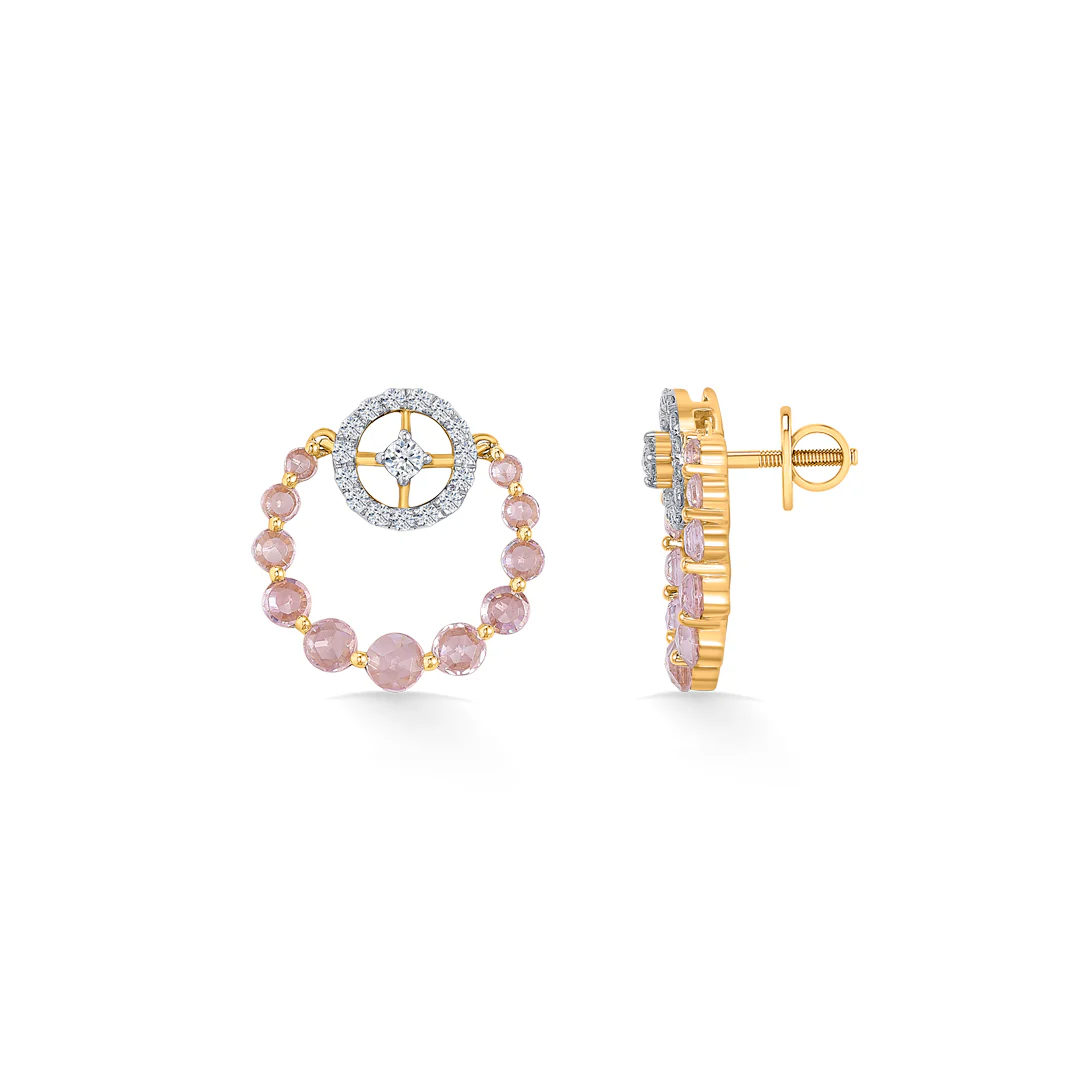 Halo Rosette Gold & Diamond Stud Earring - Image 4