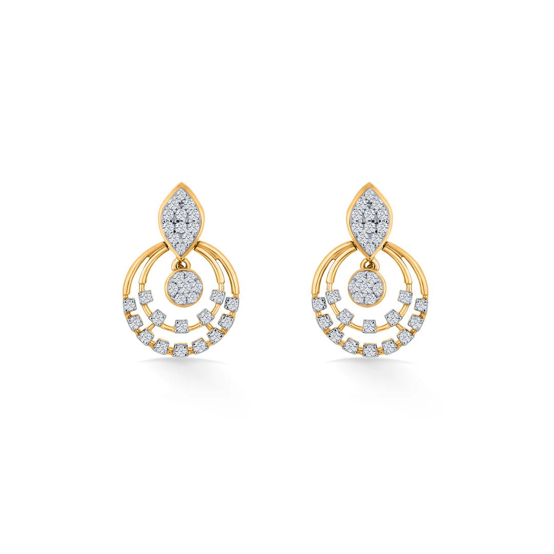 Halo Spark Gold Stud Diamond Earring for Women - Image 3