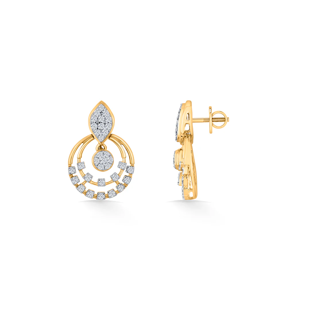 Halo Spark Gold Stud Diamond Earring for Women - Image 5