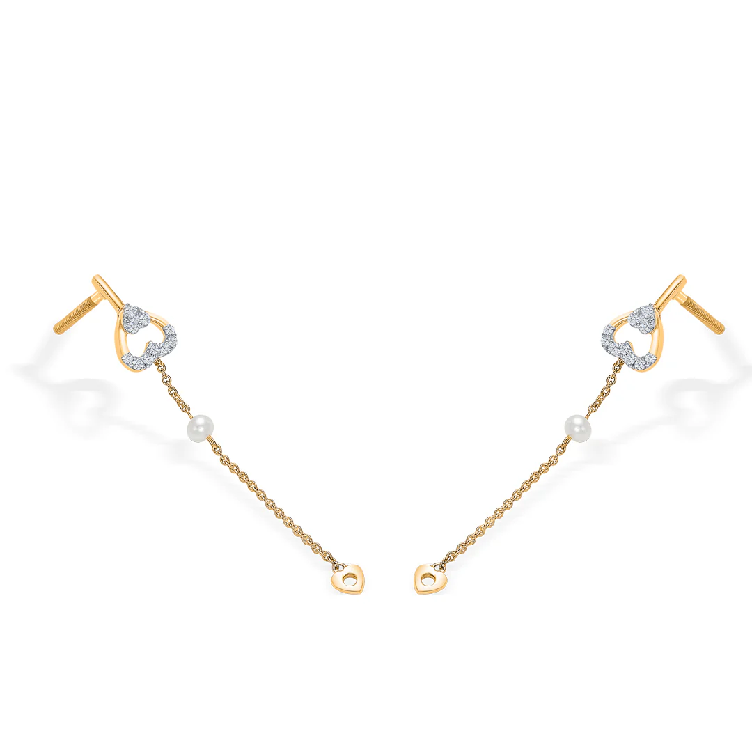 Heartline Gold & Diamond Drops & Dangler Earring - Image 3