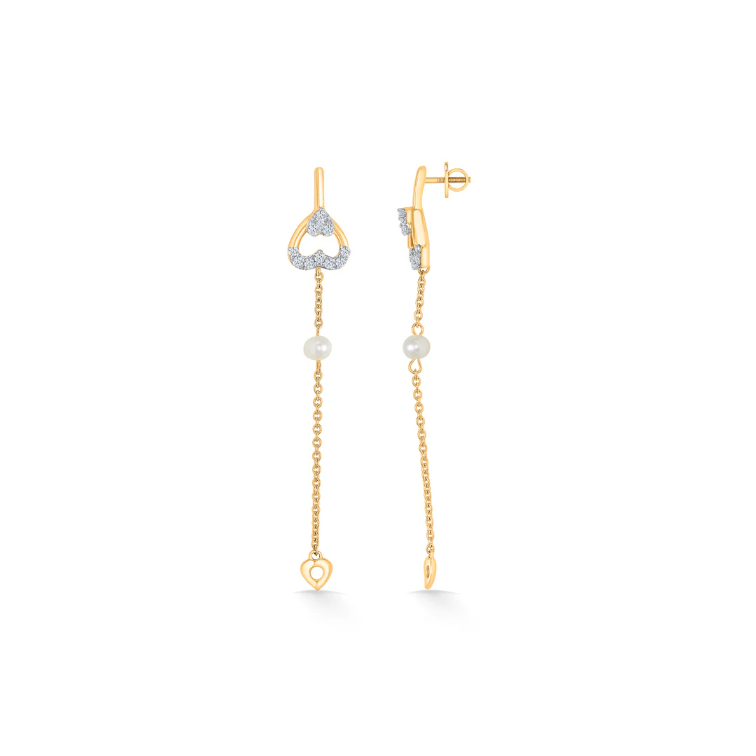 Heartline Gold & Diamond Drops & Dangler Earring - Image 4