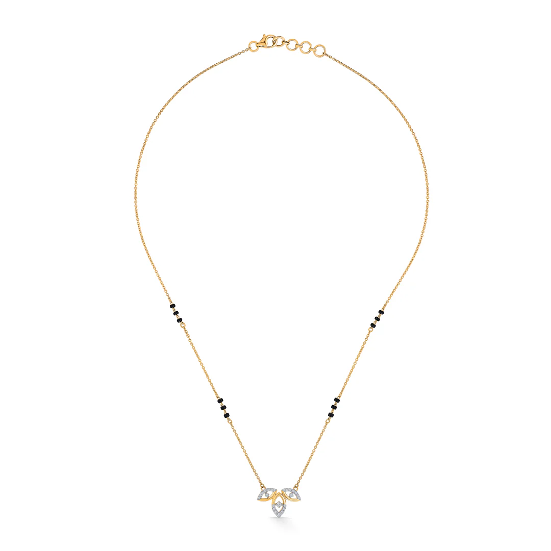 Leafy Allure Gold & Diamond Modern Mangalsutra for Women - Image 2
