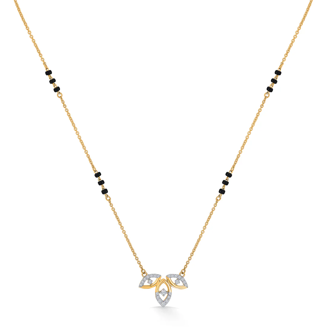 Leafy Allure Gold & Diamond Modern Mangalsutra for Women - Image 3