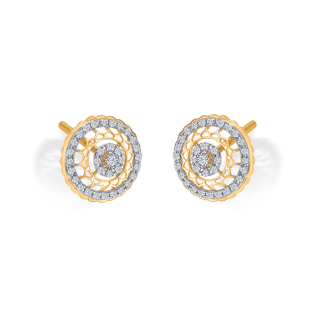 Lunaria Bloom Gold & Diamond Stud Earring - Image 4