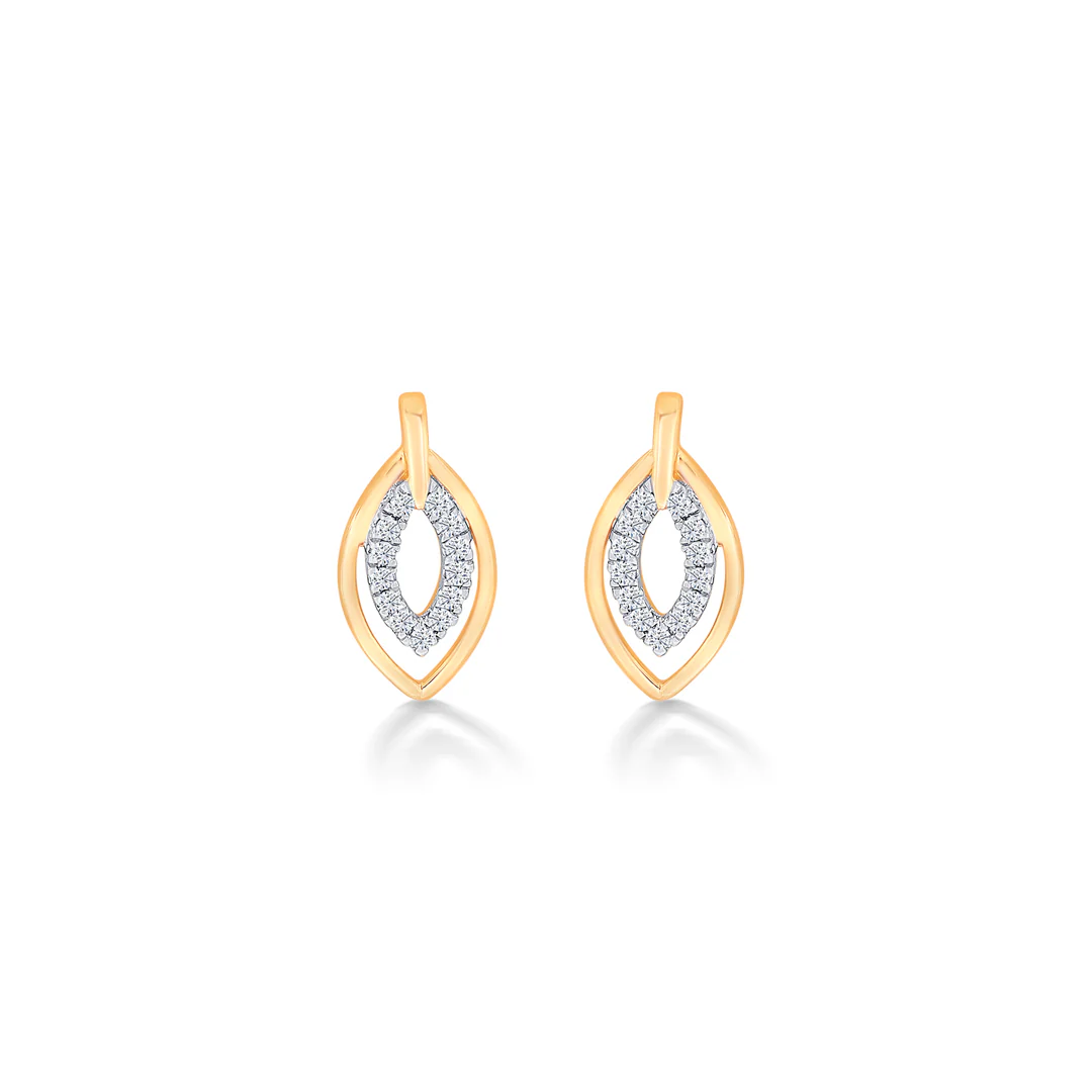 Lustrous Yellow Gold & Diamond Stud Earring For Women - Image 2