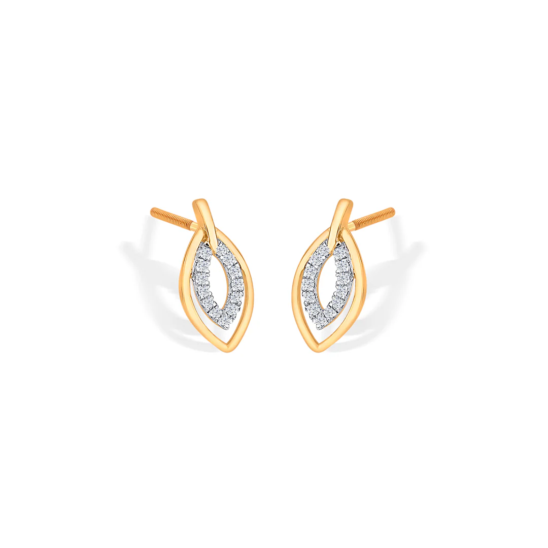 Lustrous Yellow Gold & Diamond Stud Earring For Women - Image 3