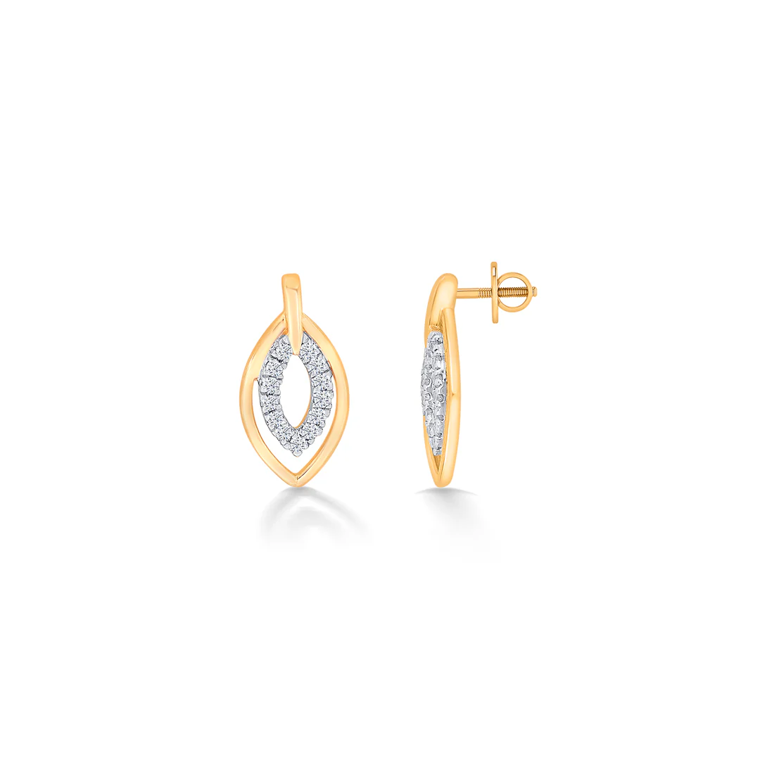 Lustrous Yellow Gold & Diamond Stud Earring For Women - Image 4