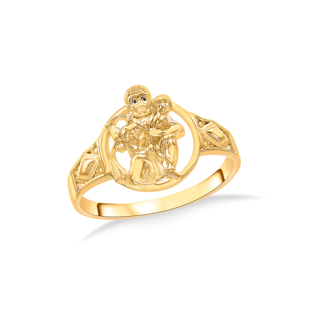 Mahabali Hanuman Yellow Gold Men's Ring - Image 2
