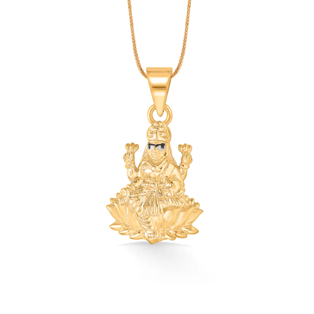 Mahalaxmi Yellow Gold Religious Unisex Pendant - Image 2