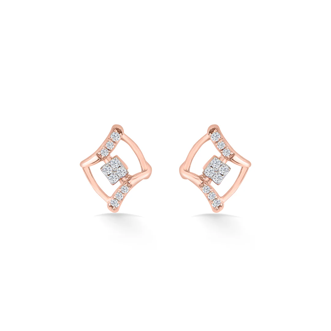 Majestic Frame Yellow Gold Stud Earring for Women - Image 3