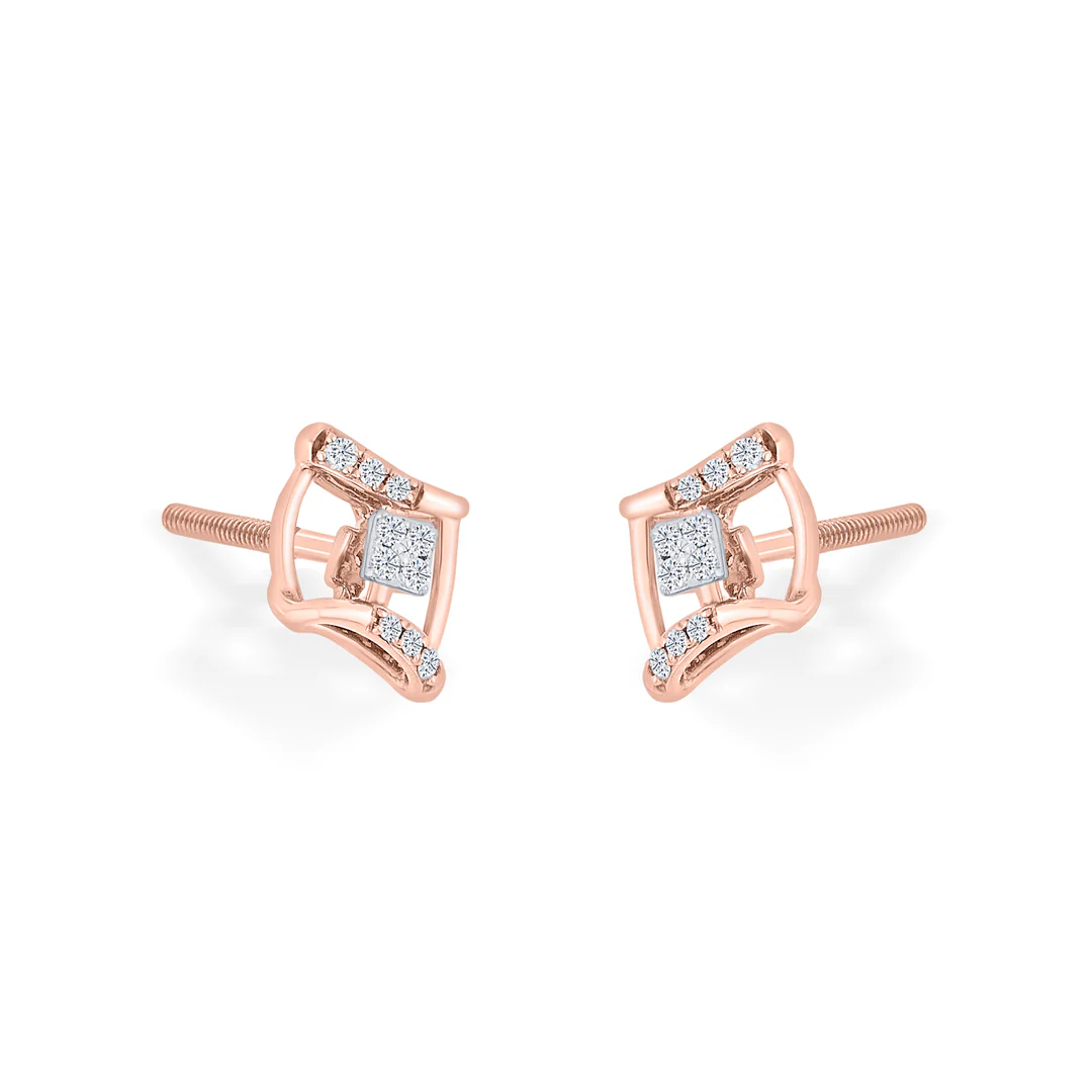 Majestic Frame Yellow Gold Stud Earring for Women - Image 4