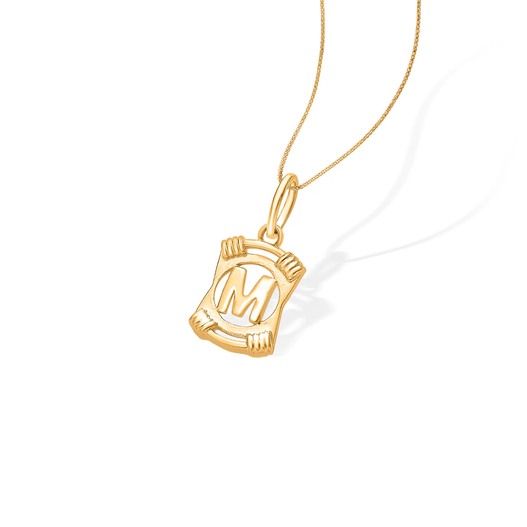 Majestique M Gold Alphabet Unisex Pendant - Image 4