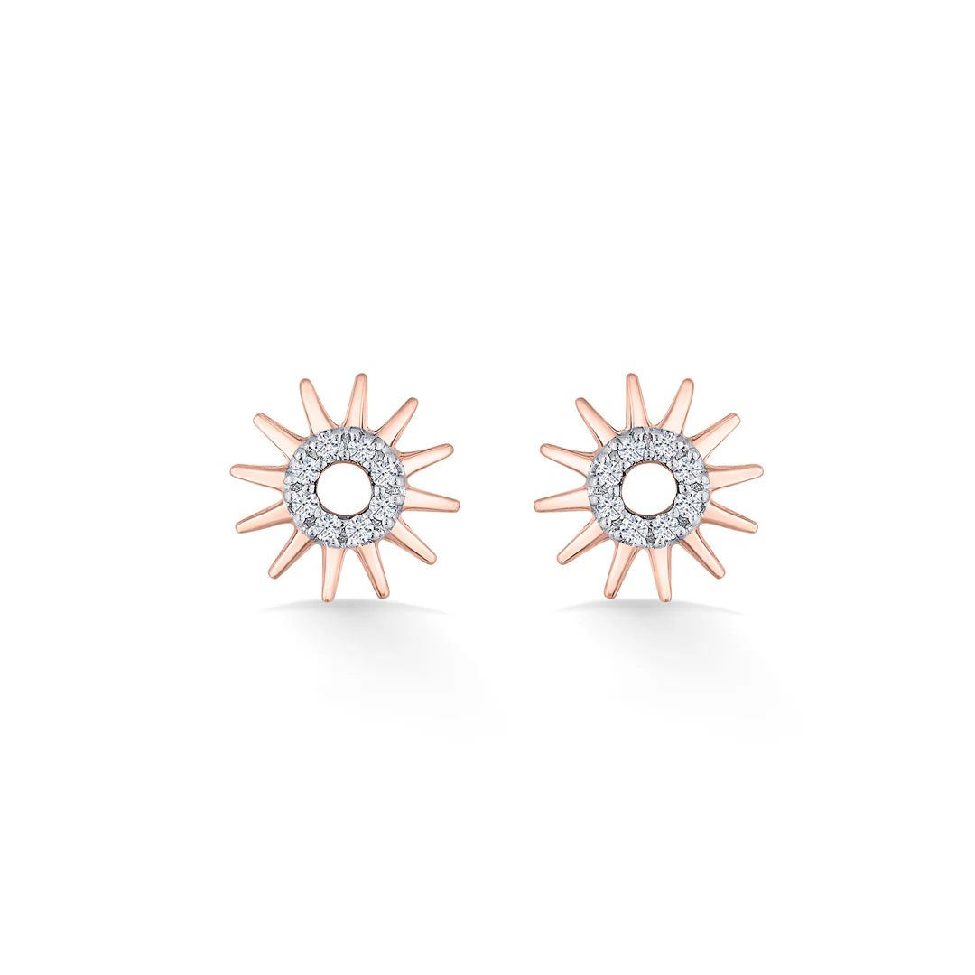 Morning Glow Gold Stud Diamond Earring for Women - Image 3
