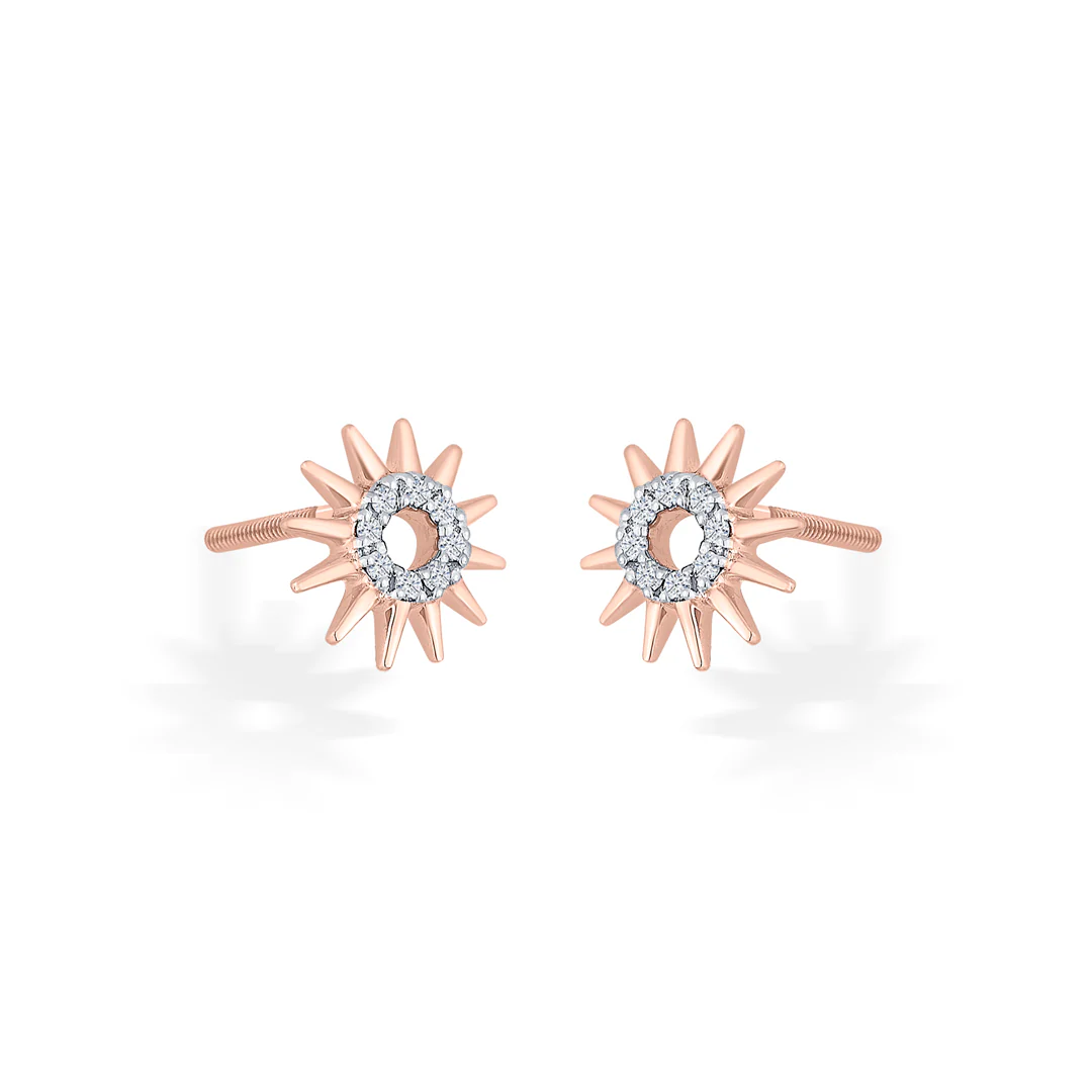 Morning Glow Gold Stud Diamond Earring for Women - Image 4