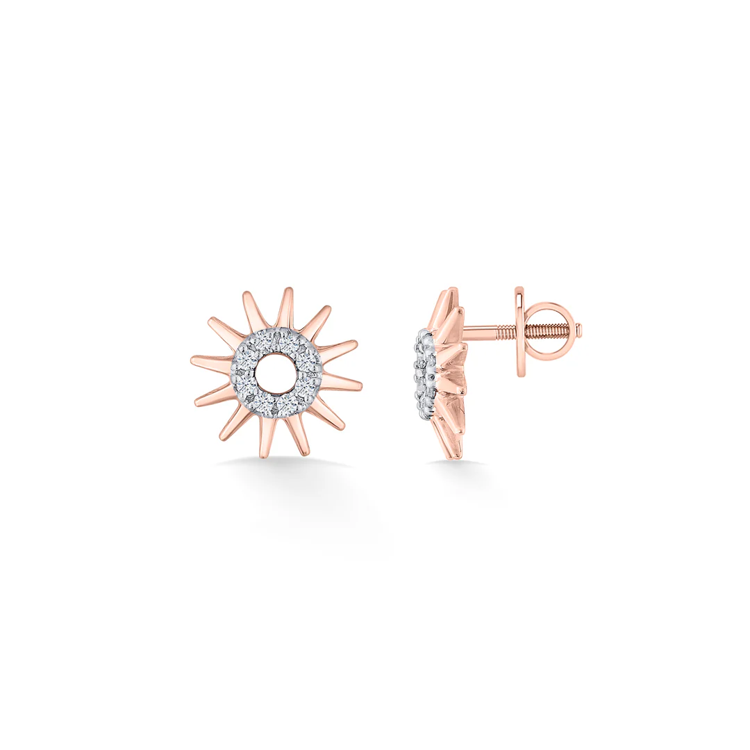 Morning Glow Gold Stud Diamond Earring for Women - Image 5