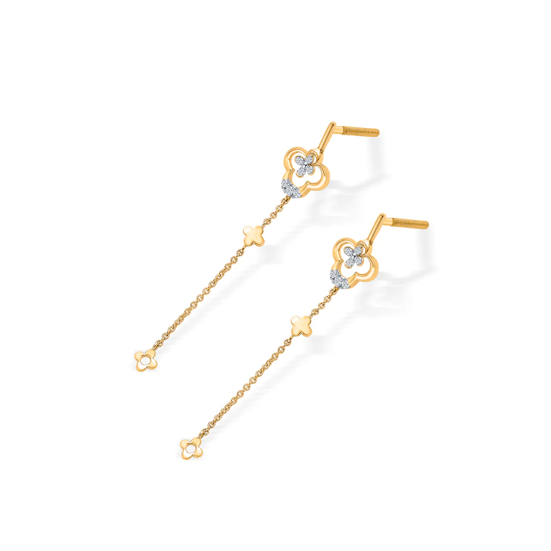 NoorLine Gold & Diamond Drops & Dangler Earring - Image 3