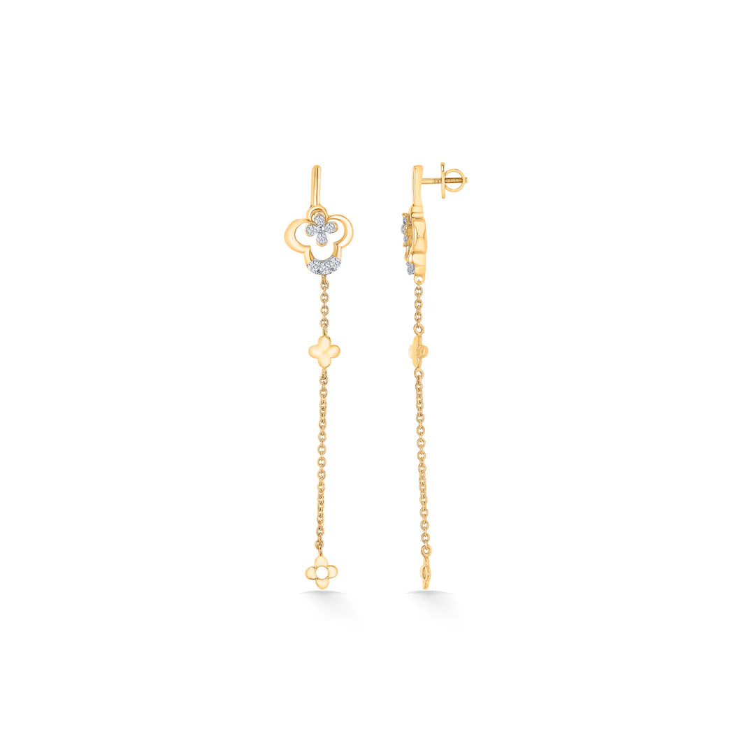 NoorLine Gold & Diamond Drops & Dangler Earring - Image 4