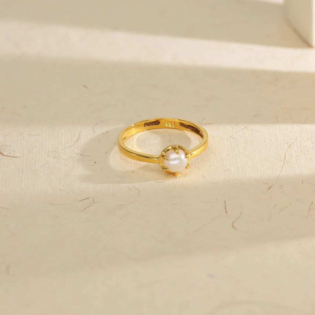 Ocean Whisper Peral Gold Ring - Image 7