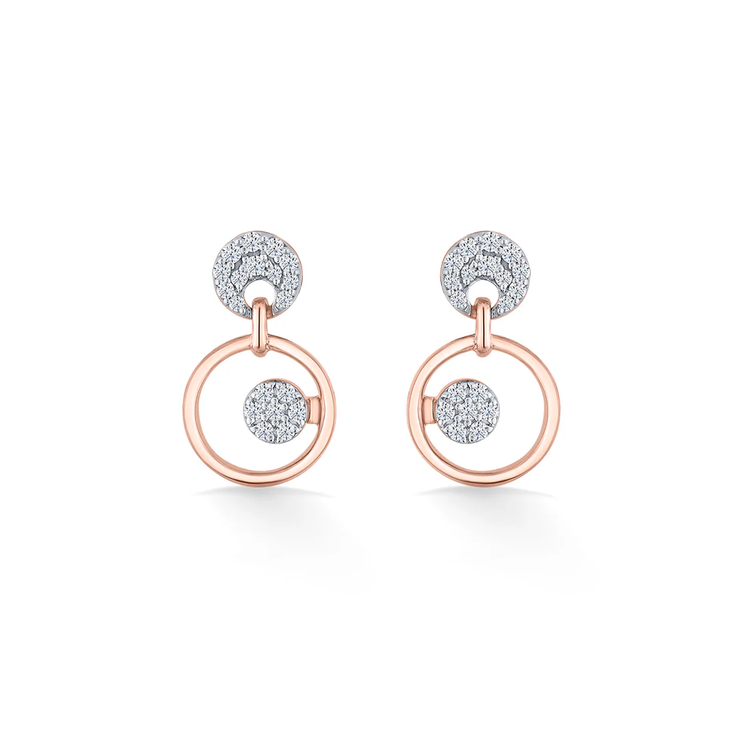 Orbital Spark Rose Gold Dangler Diamond Earring For Women - Image 3
