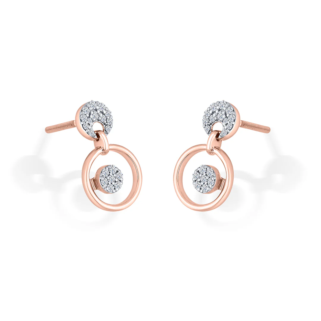 Orbital Spark Rose Gold Dangler Diamond Earring For Women - Image 4