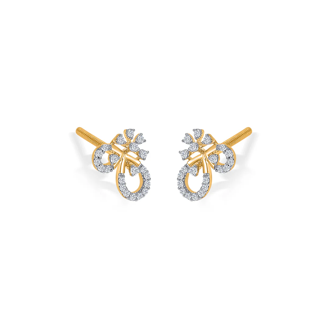 Orna Loop Gold & Diamond Stud Earring - Image 3