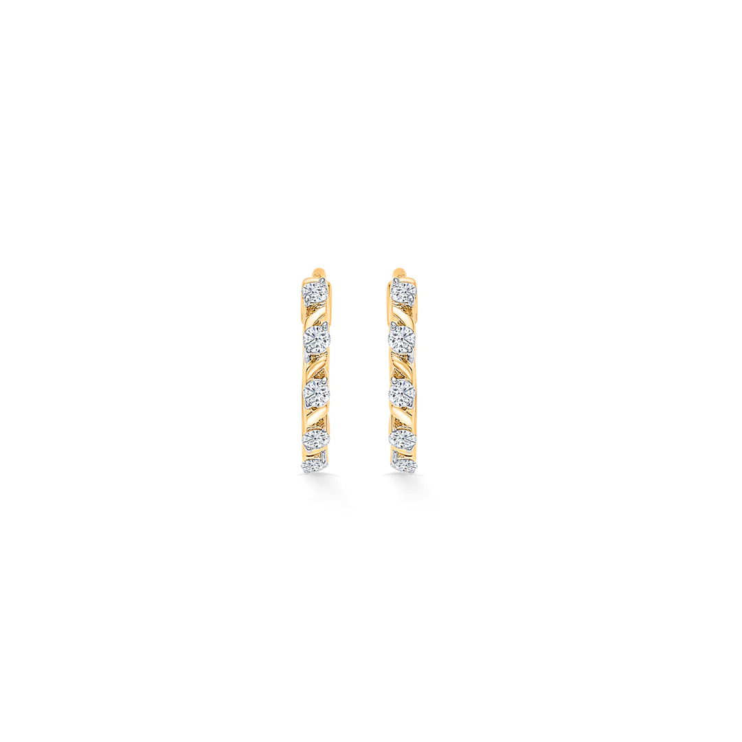 Ovalis Dazzle Gold & Diamond Hoops & Huggies Earring - Image 2