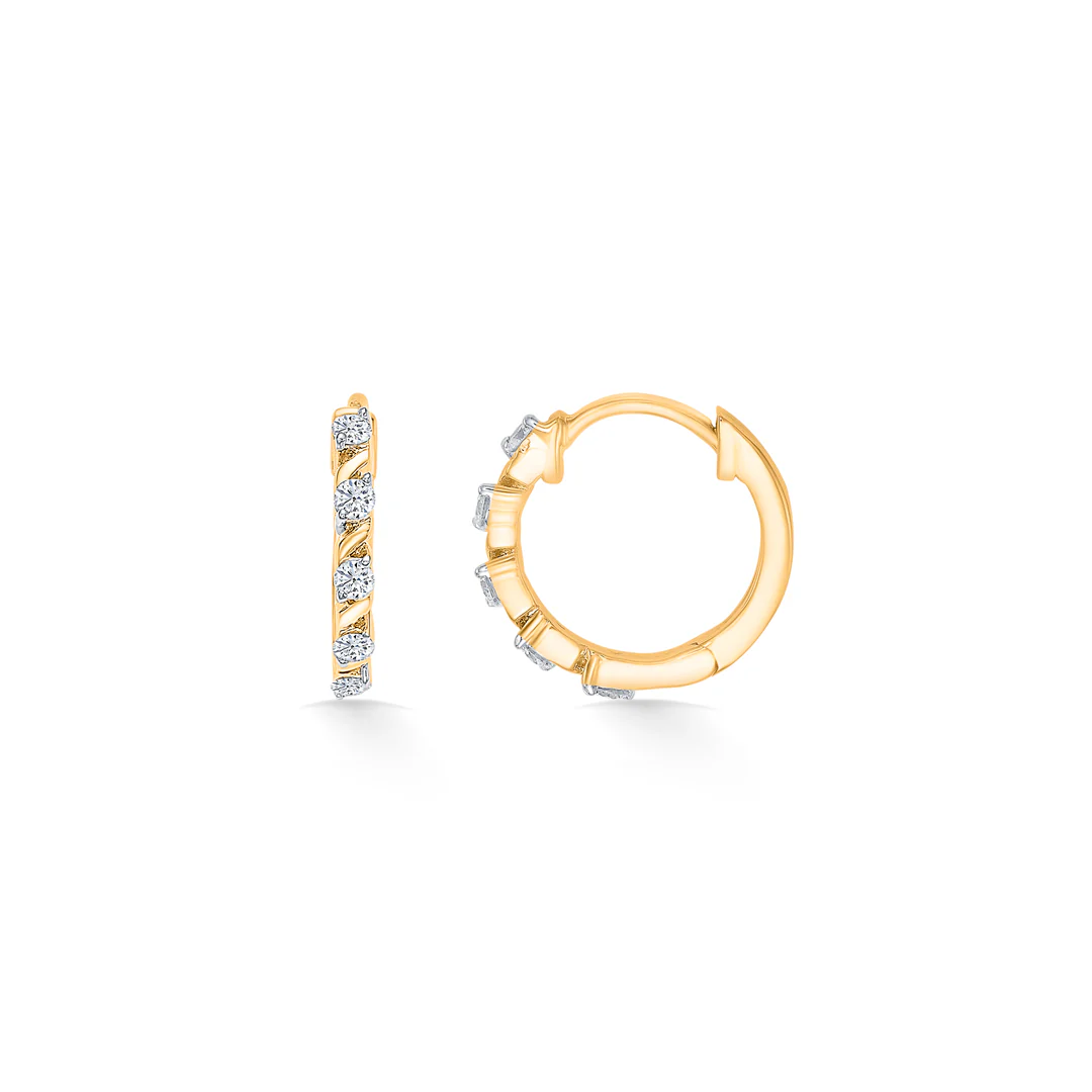 Ovalis Dazzle Gold & Diamond Hoops & Huggies Earring - Image 3