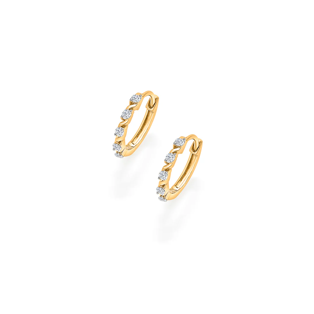 Ovalis Dazzle Gold & Diamond Hoops & Huggies Earring - Image 4