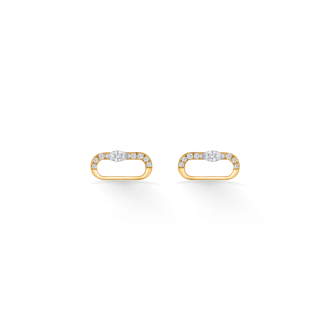 Ovalith Spark Gold Stud Diamond Earring - Image 3